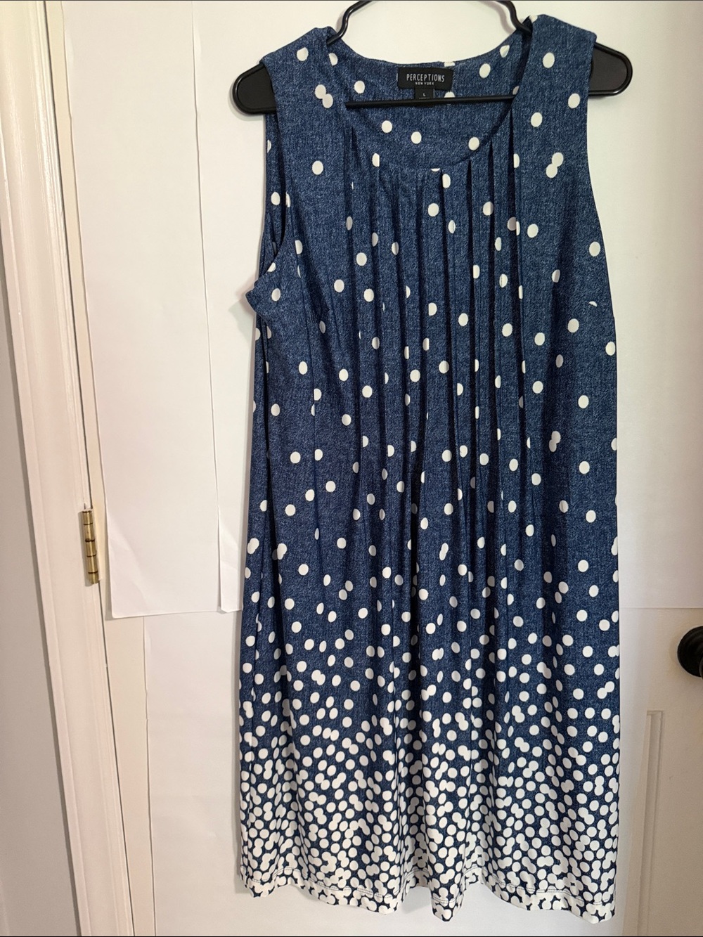 Perceptions Navy and White Polka Dot Sleeveless A-Line Dress